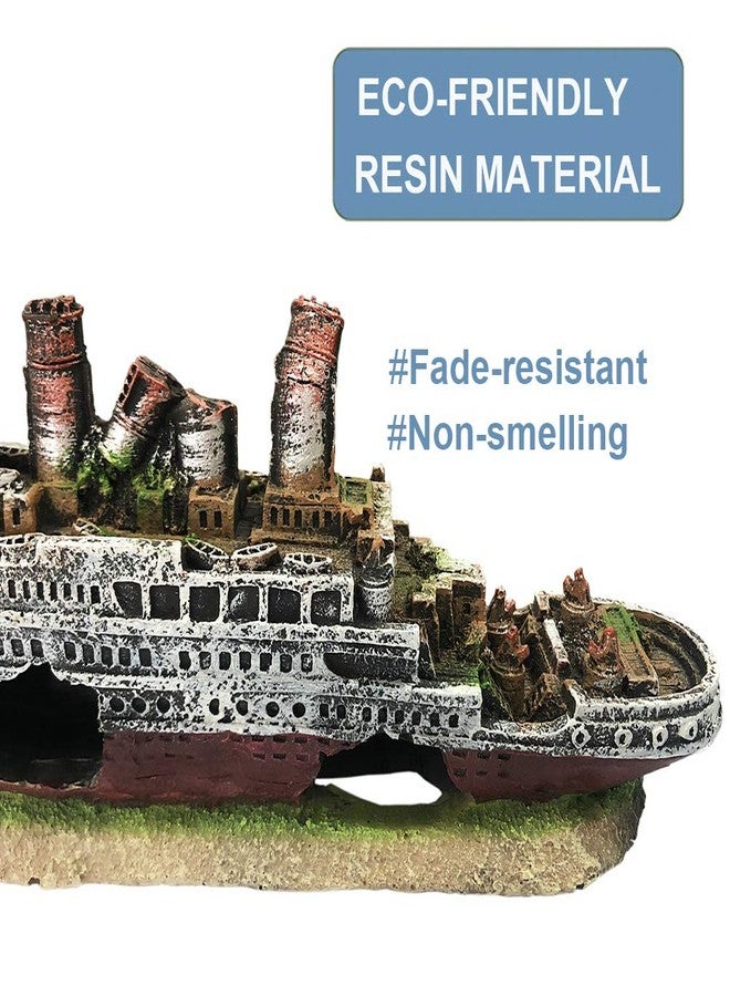 SLOCME Aquarium Titanic Shipwreck Decorations - Fish Tank Resin Material Pirate Ship Decor, Titanic Sunken Ship Ornament - Image 3